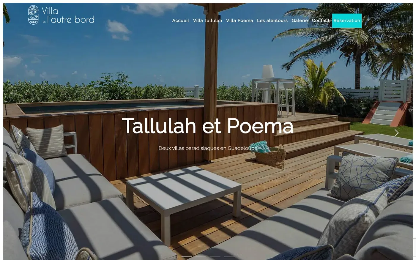 Site internet Villa de l'Autre Bord réalisé par SOWINK Antilles-Guyane
