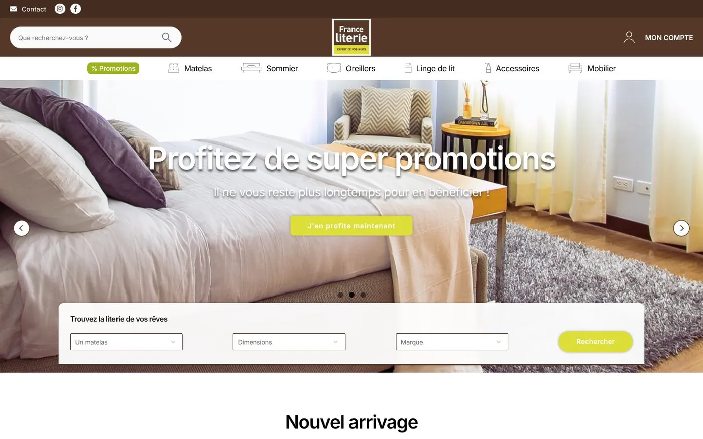 Site internet France Literie Martinique réalisé par SOWINK Antilles-Guyane