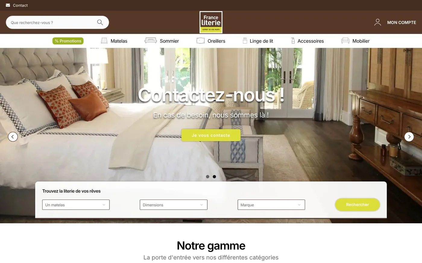 Site internet France Literie Guadeloupe réalisé par SOWINK Antilles-Guyane