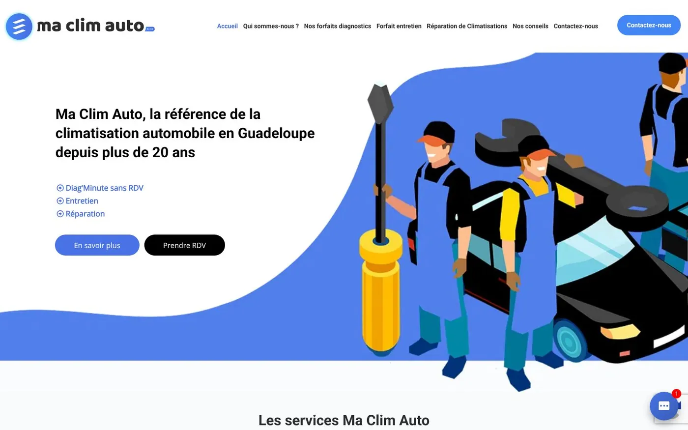 Site internet Ma Clim Auto réalisé par SOWINK Antilles-Guyane