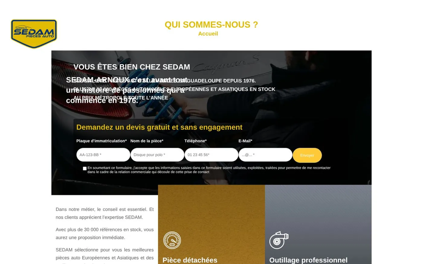 Site internet SEDAM Arnoux réalisé par SOWINK Antilles-Guyane